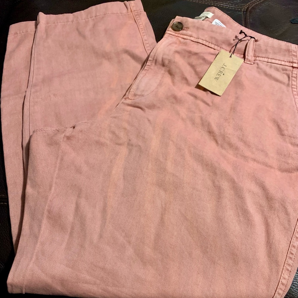 J. Crew Dusty Pink Cotton Straight-Leg ankle Pants